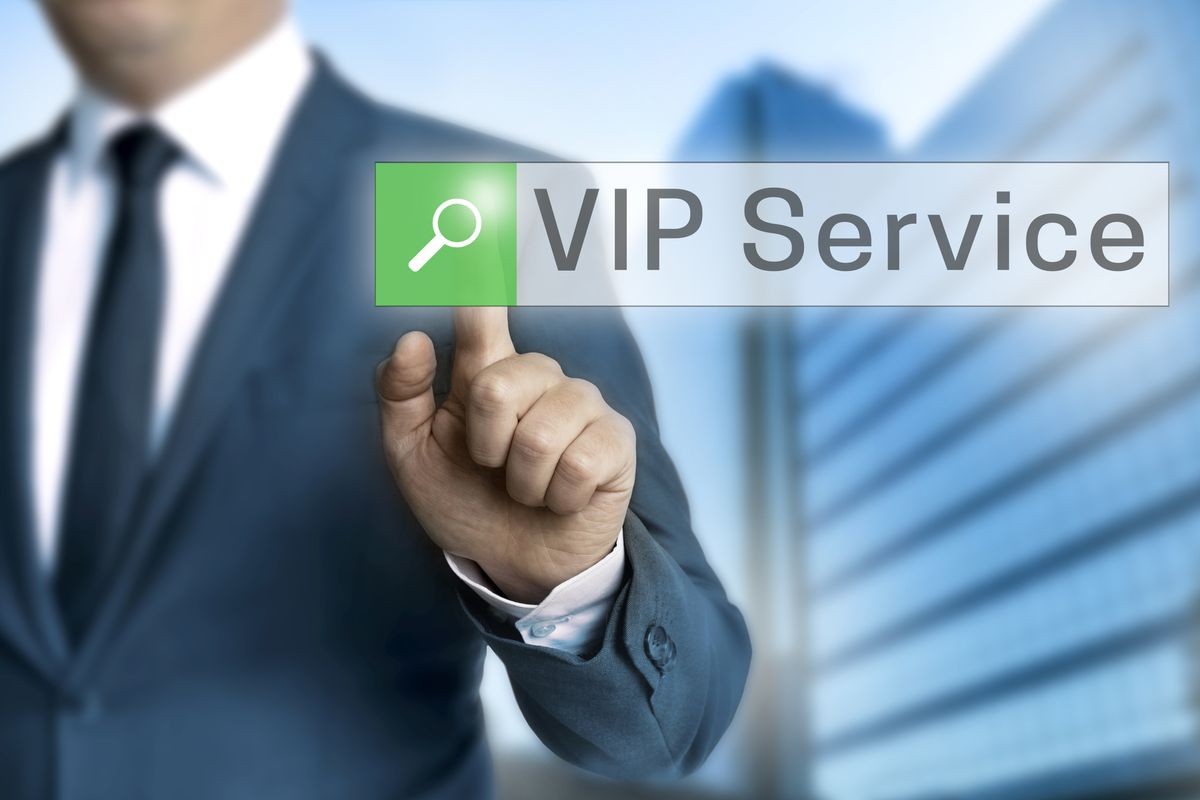 vip service browser is operated by businessman background.